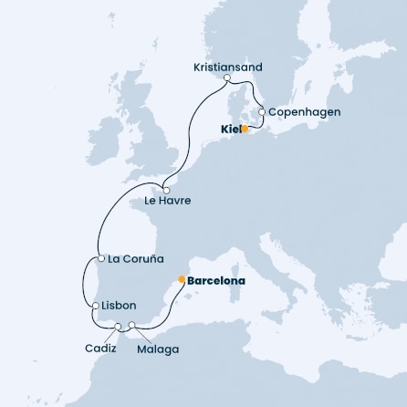Germany, Denmark, Norway, France, Spain, Portugal