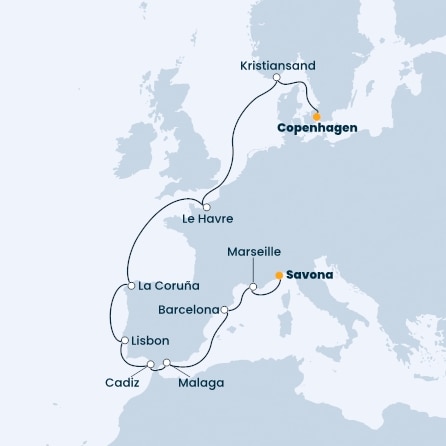 Denmark, Norway, France, Spain, Portugal, Italy