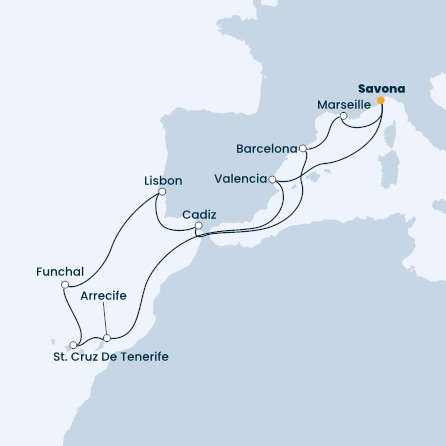 Italy, Spain, Canary Islands, Madeira , Portugal, France