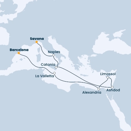 Italy, Cyprus, Egypt, Malta, Spain