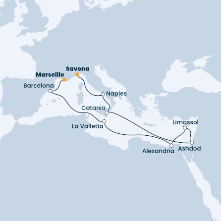 Italy, Cyprus, Egypt, Malta, Spain, France