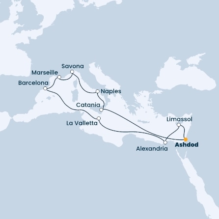 Cyprus, Egypt, Malta, Spain, France, Italy