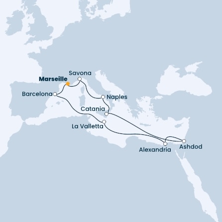France, Italy, Egypt, Malta, Spain