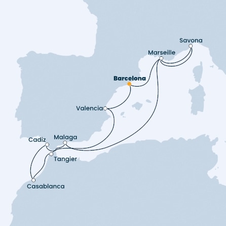 Spain, France, Italy, Morocco