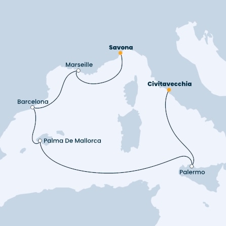 Italy, France, Spain, Balearic Islands