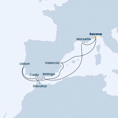 Italy, France, Spain, Portugal, Gibraltar