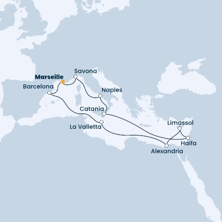 France, Italy, Cyprus, Egypt, Malta, Spain