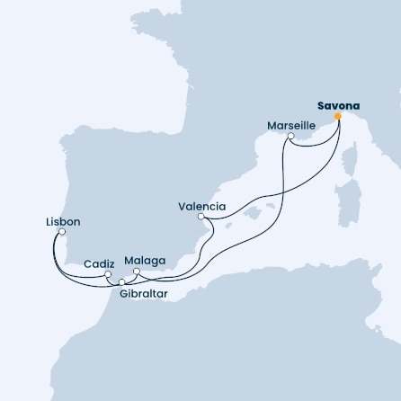 Italy, France, Spain, Portugal, Gibraltar