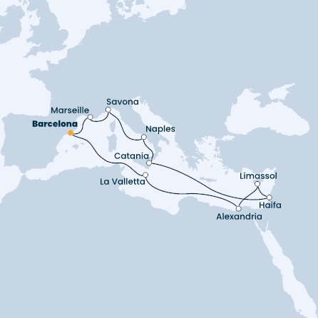 Spain, France, Italy, Cyprus, Egypt, Malta