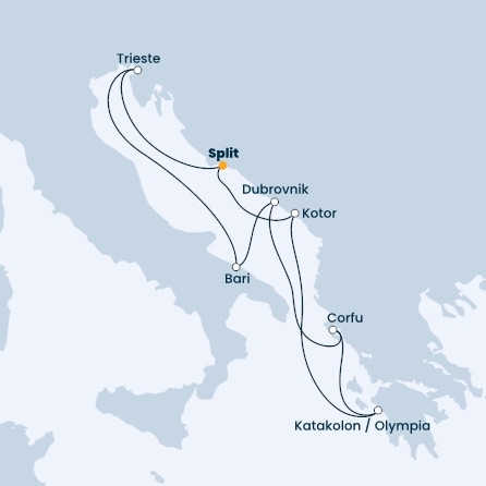 Croatia, Montenegro, Greece, Italy