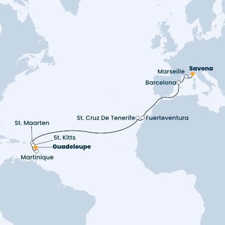 Italy, France, Spain, Canary Islands, Antilles