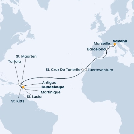 Italy, France, Spain, Canary Islands, Antilles, Virgin Islands