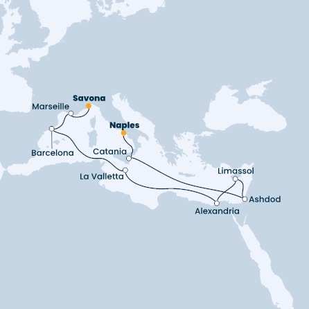 Italy, Cyprus, Egypt, Malta, Spain, France