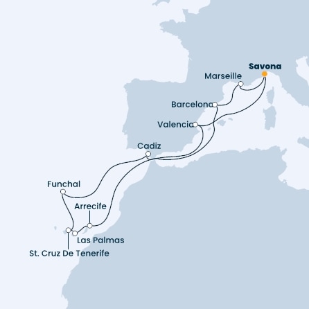 Italy, Spain, Canary Islands, Madeira , France