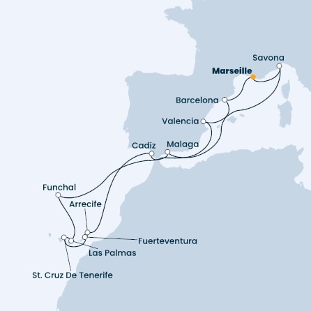 France, Italy, Spain, Madeira , Canary Islands