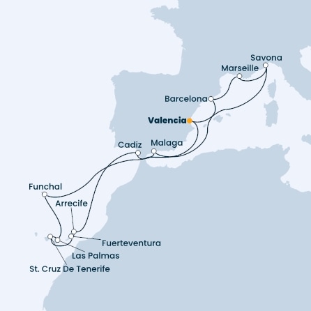Spain, Madeira , Canary Islands, France, Italy
