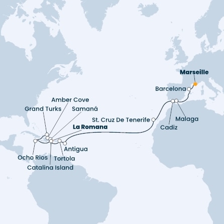 Dominican Republic, Jamaica, Turks Islands, Virgin Islands, Antilles, Canary Islands, Spain, France