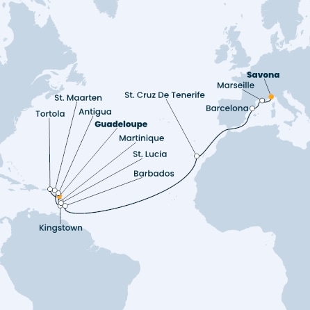 Antilles, Virgin Islands, Canary Islands, Spain, France, Italy