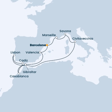 Spain, France, Italy, Portugal, Gibraltar, Morocco
