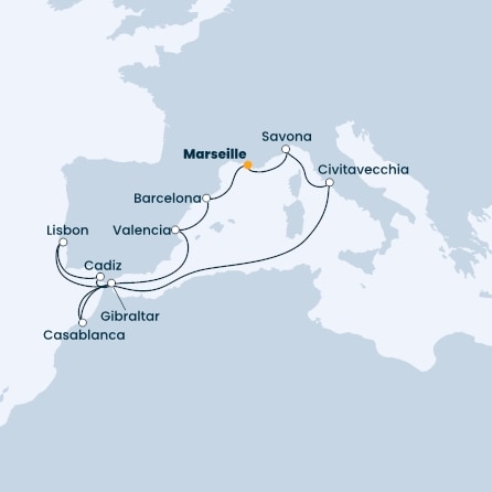 France, Italy, Spain, Portugal, Gibraltar, Morocco