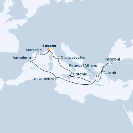 Italy, Turkey, Greece, Spain, France