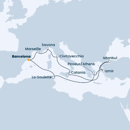 Spain, France, Italy, Turkey, Greece