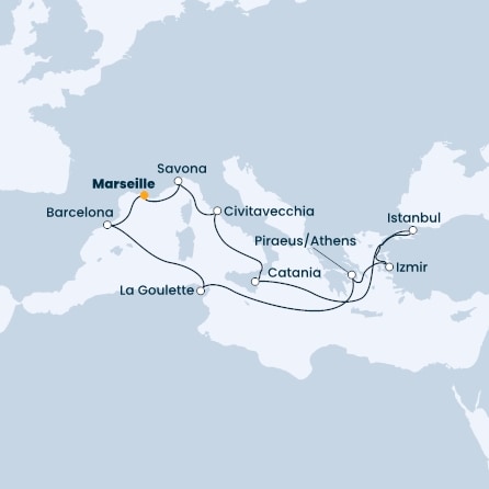 France, Italy, Turkey, Greece, Spain