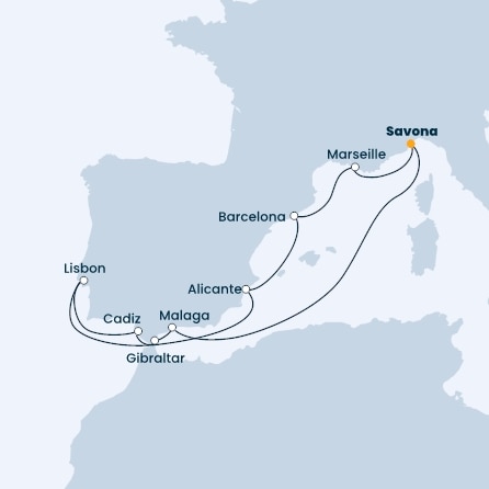 Italy, Spain, Gibraltar, Portugal, France