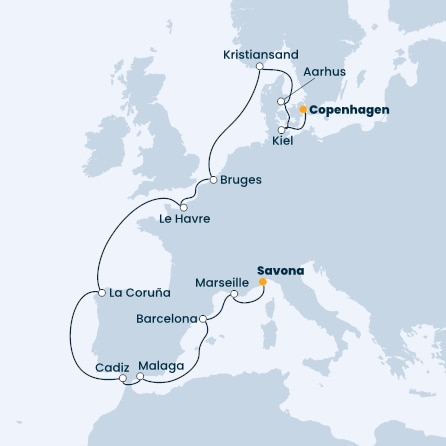 Italy, France, Spain, Belgium, Norway, Denmark, Germany