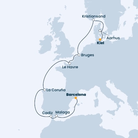 Spain, France, Belgium, Norway, Denmark, Germany