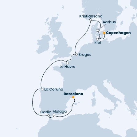 Spain, France, Belgium, Norway, Denmark, Germany