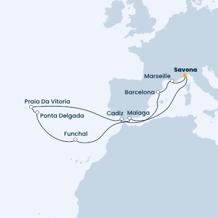 Italy, Spain, Madeira , The Azores, France