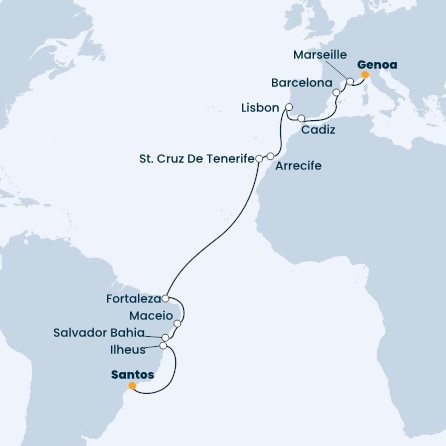 Italy, France, Spain, Portugal, Canary Islands, Brazil