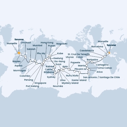 Italy, France, Spain, Morocco, Canary Islands, Antilles, Costa Rica, Colombia, Panama, Chile, Polynesia, Tonga, Australia, Japan, India