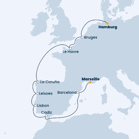 Germany, Belgium, France, Spain, Portugal