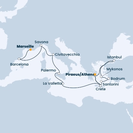 Greece, Turkey, Malta, Italy, Spain, France