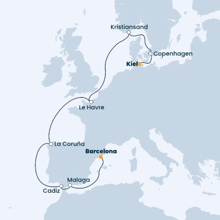 Germany, Denmark, Norway, France, Spain
