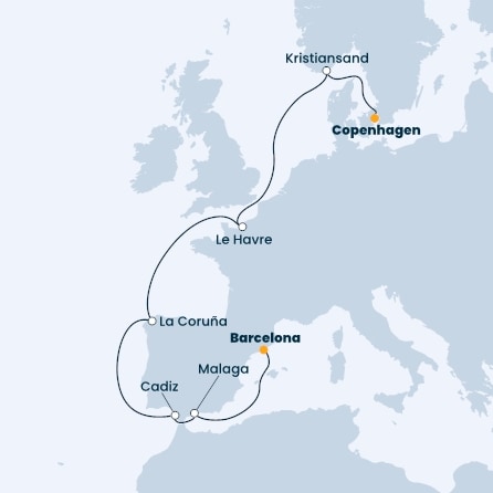 Denmark, Norway, France, Spain