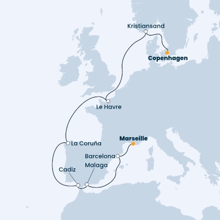 Denmark, Norway, France, Spain