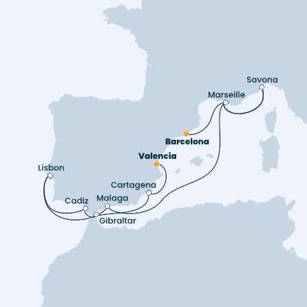 Spain, France, Italy, Gibraltar, Portugal