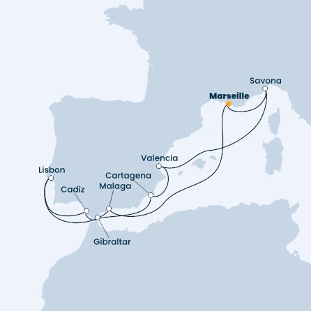 France, Spain, Gibraltar, Portugal, Italy