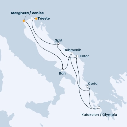 Italy, Croatia, Greece, Montenegro
