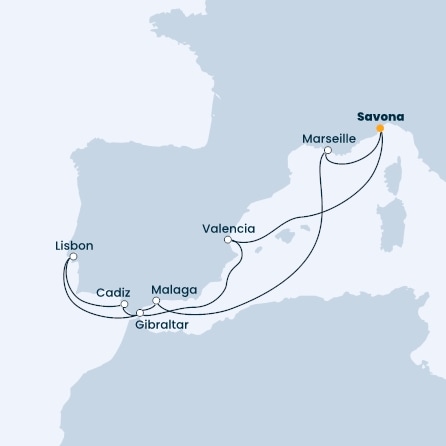 Italy, France, Spain, Portugal, Gibraltar
