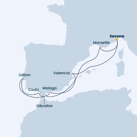 Italy, France, Gibraltar, Portugal, Spain