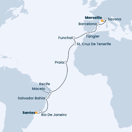 France, Italy, Spain, Morocco, Madeira , Canary Islands, Brazil