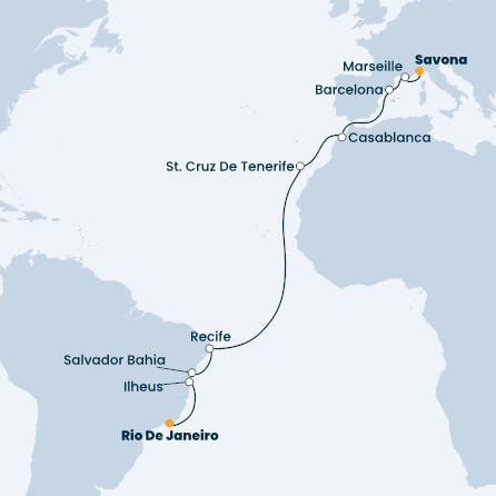 Italy, France, Spain, Morocco, Canary Islands, Brazil