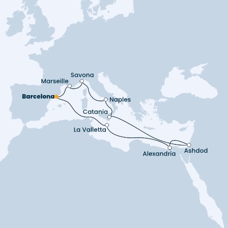 Spain, France, Italy, Egypt, Malta
