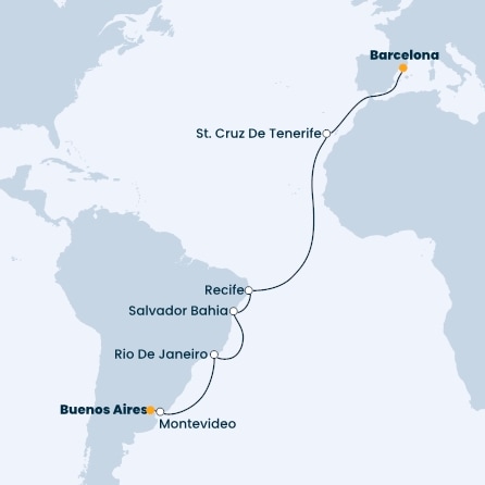 Spain, Canary Islands, Brazil, Uruguay, Argentina